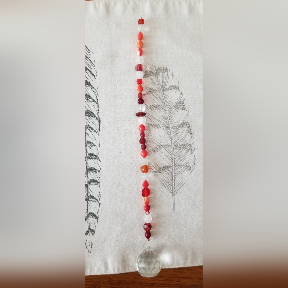 NEW! BEAUTIFUL HANDMADE CRYSTAL SUNCATCHER IN ORANGE